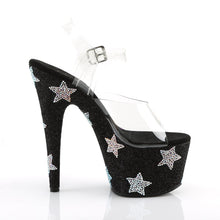 Load image into Gallery viewer, ADORE-708STAR 7 Inch Clear &amp; Black Glitter Pole Dancer Shoes