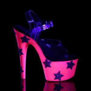 ADORE-708STAR 7" Heel Clear and Neon Hot Pink Sexy Shoes