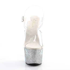 ADORE-708STAR 7" Clear and Silver Glitter Pole Dancer Shoes