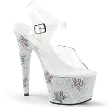 Load image into Gallery viewer, ADORE-708STAR 7&quot; Clear and Silver Glitter Pole Dancer Shoes