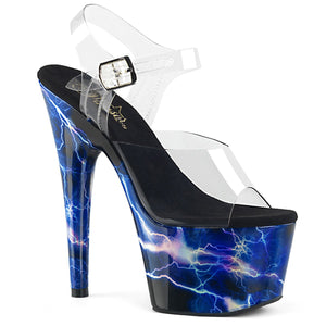 ADORE-708STORM 7" Clear and Pink Hologram Pole Dancer Shoes