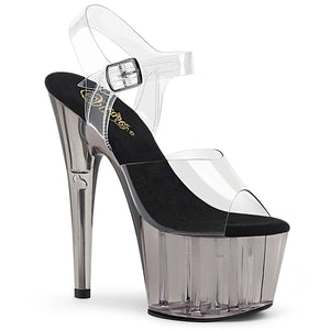 ADORE-708T 7" Heel Clear and Smoke Tinted Pole Dancing Shoes