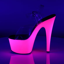 Load image into Gallery viewer, ADORE-708UV 7&quot; Heel Clear Neon Pink Pole Dancing Shoes