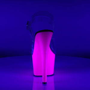 ADORE-708UV 7" Heel Clear and Neon Purple Pole Dancing Shoes