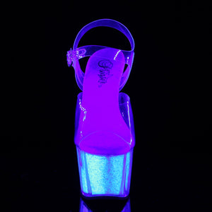 ADORE-708UVG 7 Inch Clear Neon Opal Glitter Pole Dancer Shoe