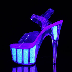 ADORE-708UVG 7 Inch Clear Neon Opal Glitter Pole Dancer Shoe