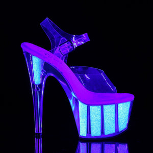 ADORE-708UVG 7 Inch Clear Neon Opal Glitter Pole Dancer Shoe