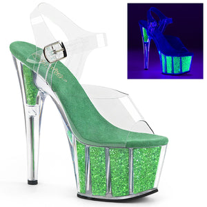 ADORE-708UVG 7 Inch Heel Clear Neon Green Pole Dancing Shoes