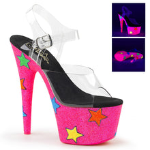 Load image into Gallery viewer, ADORE-708UVGSTR 7&quot; Heel Clear Neon Pink Glitter Sexy Shoes