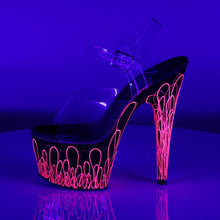 Load image into Gallery viewer, ADORE-708UVL 7&quot; Clear Black Neon Hot Pink Pole Dancer Shoes