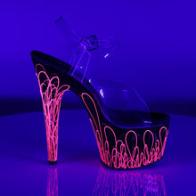 Load image into Gallery viewer, ADORE-708UVL 7&quot; Clear Black Neon Hot Pink Pole Dancer Shoes