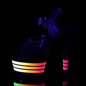 ADORE-708UVLN 7 Inch Heel Clear Black Neon Pole Dancing Shoe