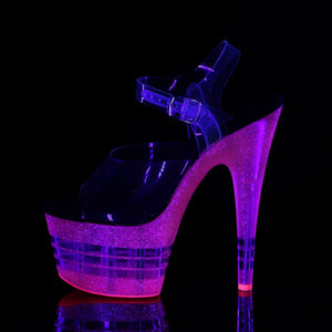 ADORE-708UVLN Heels Clear Bubble Gum Pink Glitter Sexy Shoe