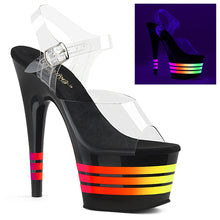 Load image into Gallery viewer, ADORE-708UVLN 7 Inch Heel Clear Black Neon Pole Dancing Shoe