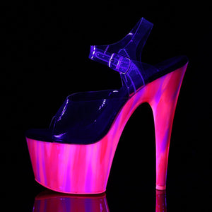 ADORE-708UVP 7" Heel Clear and Candy Pink Pole Dancing Shoes