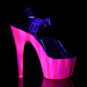 ADORE-708UVP 7" Heel Clear and Candy Pink Pole Dancing Shoes