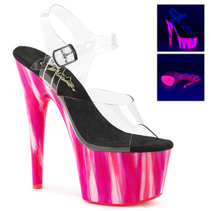 ADORE-708UVP 7" Heel Clear and Candy Pink Pole Dancing Shoes