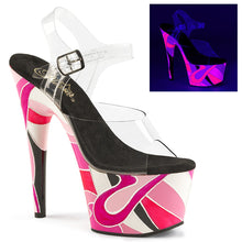 Load image into Gallery viewer, ADORE-708UVR 7&quot; Heel Clear &amp; Pink Multi Pole Dancer Platform