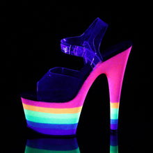 Load image into Gallery viewer, ADORE-708UVRB 7&quot; Heel Clear Rainbow Glitter Strippers Shoes