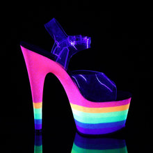 Load image into Gallery viewer, ADORE-708UVRB 7&quot; Heel Clear Rainbow Glitter Strippers Shoes