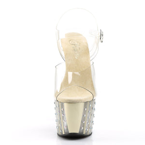 ADORE-708VLRS 7" Heel Clear and Gold Pole Dancing Platforms