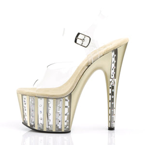 ADORE-708VLRS 7" Heel Clear and Gold Pole Dancing Platforms