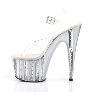 ADORE-708VLRS 7 Inch Heel Clear Silver Pole Dancer Platforms