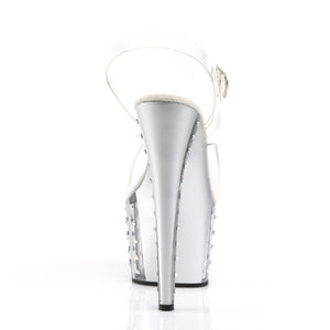 ADORE-708VLRS 7 Inch Heel Clear Silver Pole Dancer Platforms