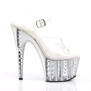 ADORE-708VLRS 7 Inch Heel Clear Silver Pole Dancer Platforms