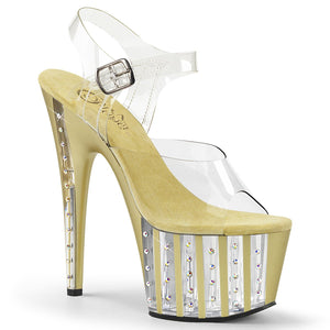 ADORE-708VLRS 7" Heel Clear and Gold Pole Dancing Platforms