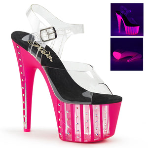 ADORE-708VLRS 7" Heel Clear Neon Hot Pink Strippers Shoes