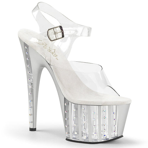 ADORE-708VLRS 7 Inch Heel Clear Silver Pole Dancer Platforms