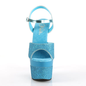 ADORE-709-2G 7" Heel Aqua Multi Glitter Pole Dancer Shoes