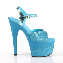 Load image into Gallery viewer, ADORE-709-2G 7&quot; Heel Aqua Multi Glitter Pole Dancer Shoes