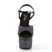 Load image into Gallery viewer, ADORE-709-2G 7&quot; Heel Black Glitter/Black Glitter Shoes