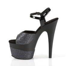 Load image into Gallery viewer, ADORE-709-2G 7&quot; Heel Black Glitter/Black Glitter Shoes