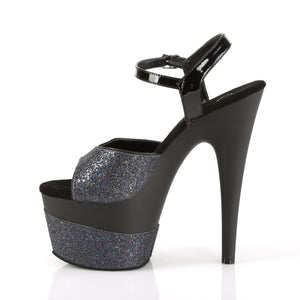 ADORE-709-2G 7" Heel Black Glitter/Black Glitter Shoes