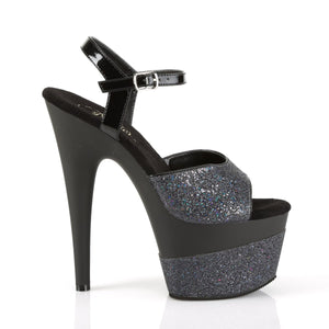 ADORE-709-2G 7" Heel Black Glitter/Black Glitter Shoes