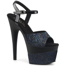 Load image into Gallery viewer, ADORE-709-2G 7&quot; Heel Black Glitter/Black Glitter Shoes