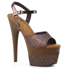 Load image into Gallery viewer, ADORE-709-2G 7 Inch Coffee Multi Glitter Pole Dancer Shoes