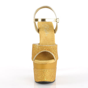 ADORE-709-2G 7 Inch Heel Gold Glitter Pole Dancing Platforms