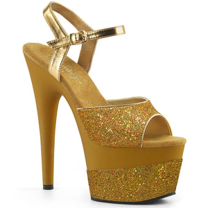 ADORE-709-2G 7 Inch Heel Gold Glitter Pole Dancing Platforms