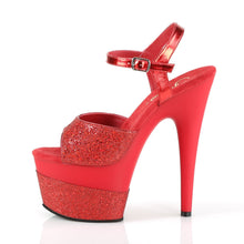 Load image into Gallery viewer, ADORE-709-2G Pleaser 7&quot; Heel Red Glitter Pole Dancing Shoes