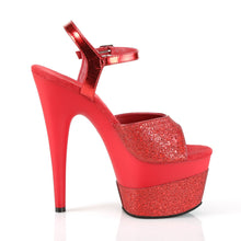 Load image into Gallery viewer, ADORE-709-2G Pleaser 7&quot; Heel Red Glitter Pole Dancing Shoes