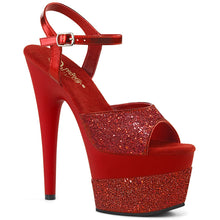 Load image into Gallery viewer, ADORE-709-2G Pleaser 7&quot; Heel Red Glitter Pole Dancing Shoes