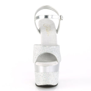 ADORE-709-2G 7" Heel Silver Glitter Pole Dancing Shoes