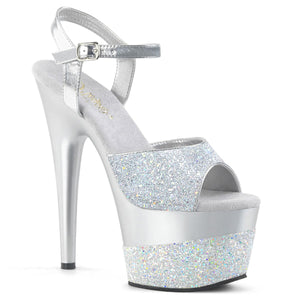 ADORE-709-2G 7" Heel Silver Glitter Pole Dancing Shoes