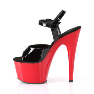 ADORE-709 7 Inch Heel Black Patent Red Pole Dancer Platforms