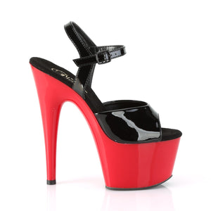 ADORE-709 7 Inch Heel Black Patent Red Pole Dancer Platforms