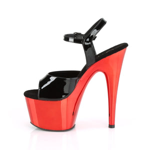 ADORE-709 7" Heel Black with Red Chrome Pole Dancer Shoes